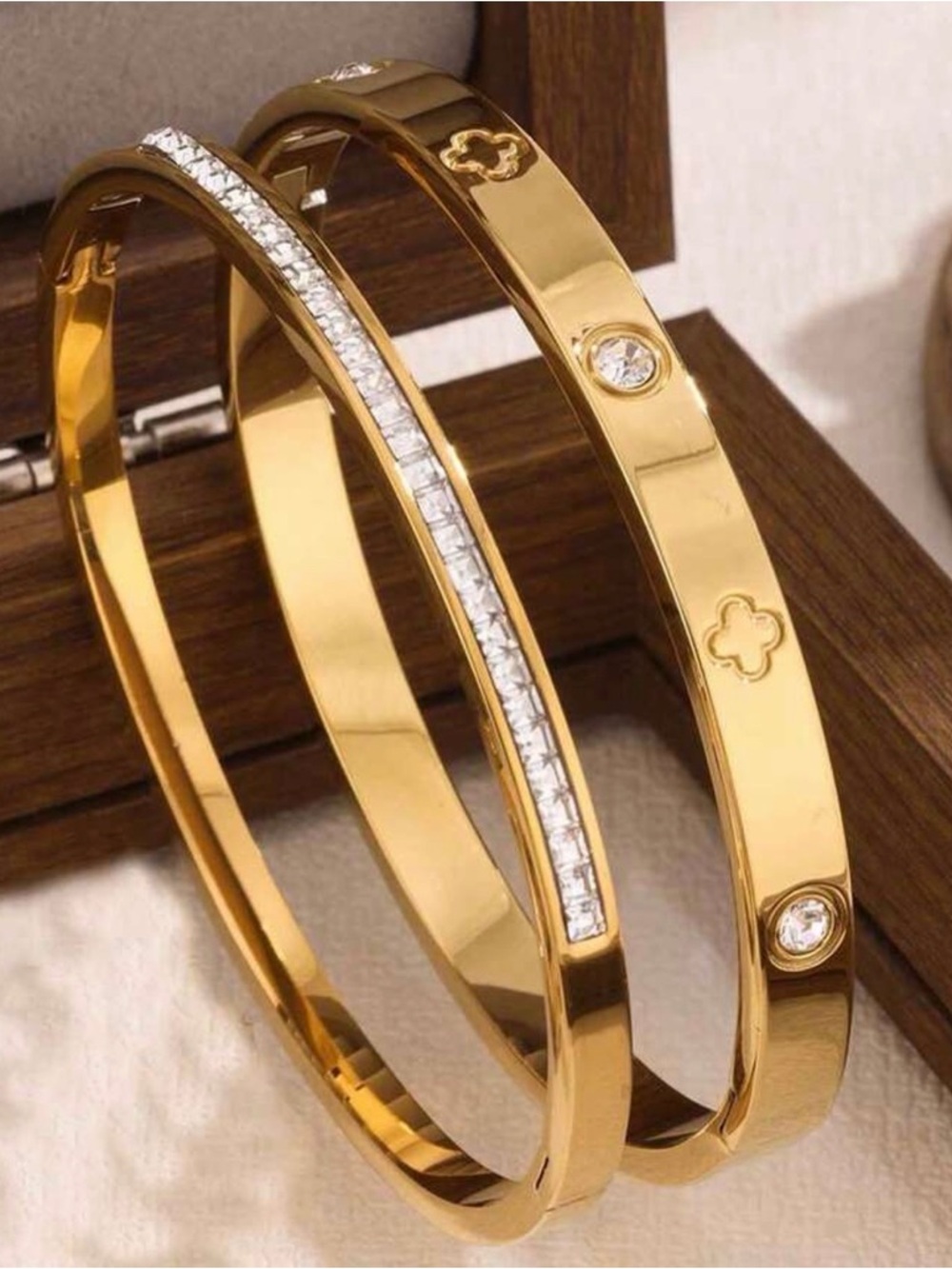 Macy's Gold-Tone Crystal Accent Bangle Bracelet Set